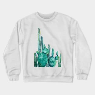 green cactus jungle  watercolor paining Crewneck Sweatshirt